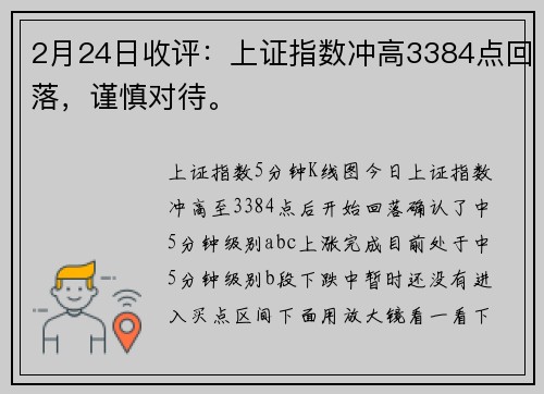 2月24日收评：上证指数冲高3384点回落，谨慎对待。