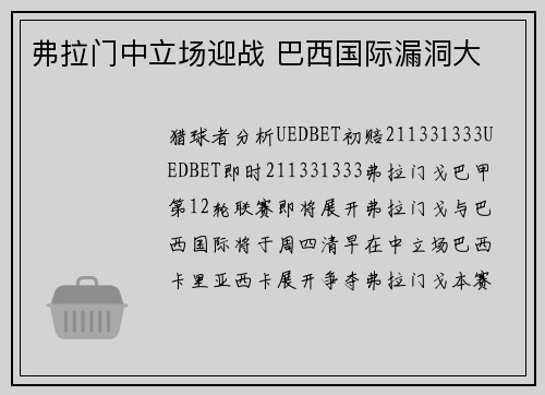 弗拉门中立场迎战 巴西国际漏洞大